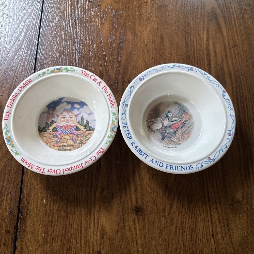 Vintage Kids Bowls Peter Rabbit By‎ Eden and Humpty Dumpty Selandia